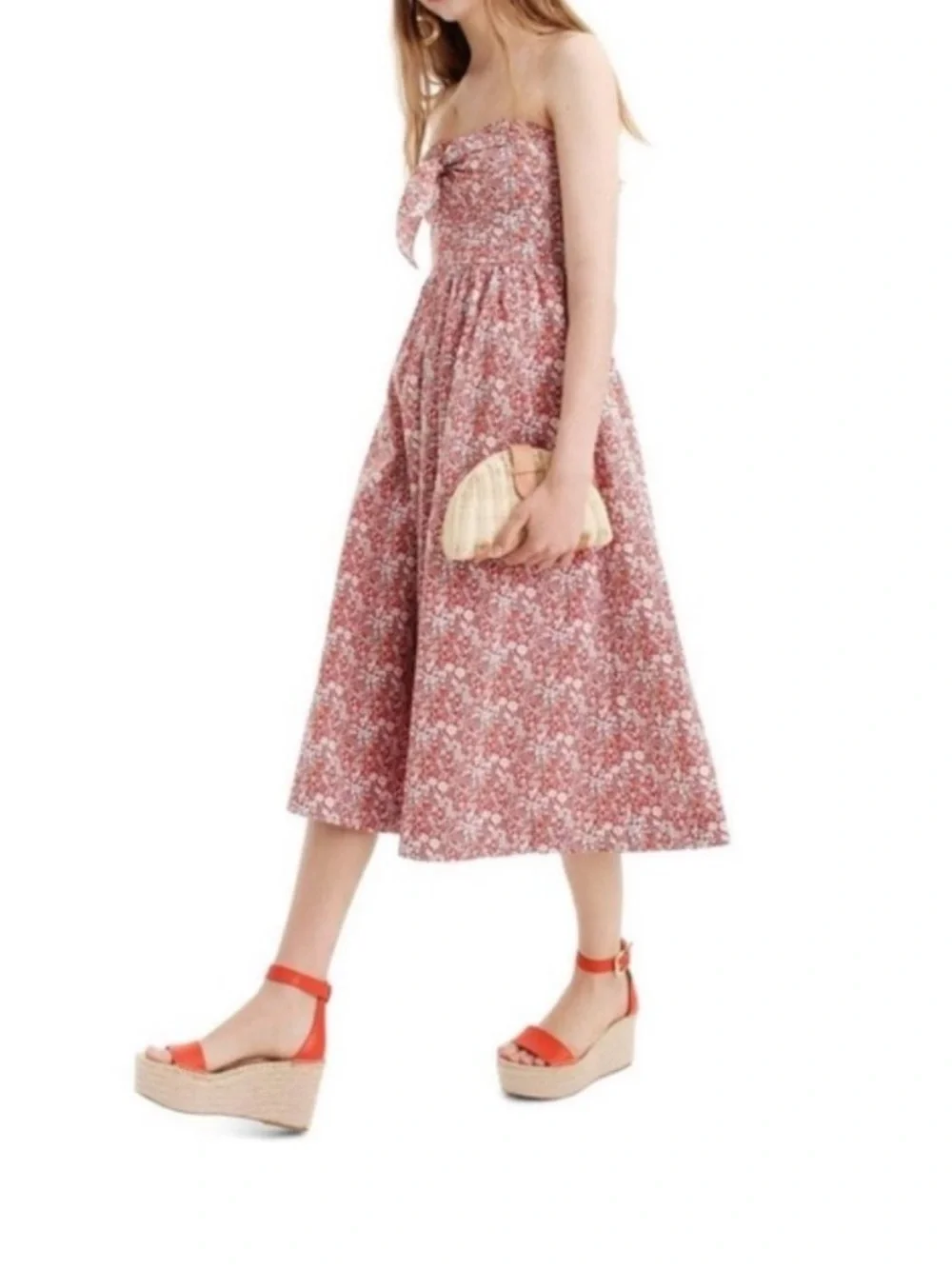J Crew Liberty Tie-Front Midi Strapless Dress Size 4